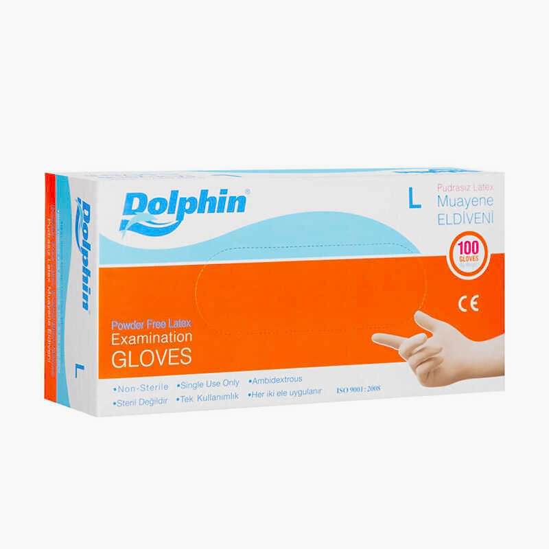 Dolphin Lateks Pudrasız Muayene Eldiveni Large 100lü
