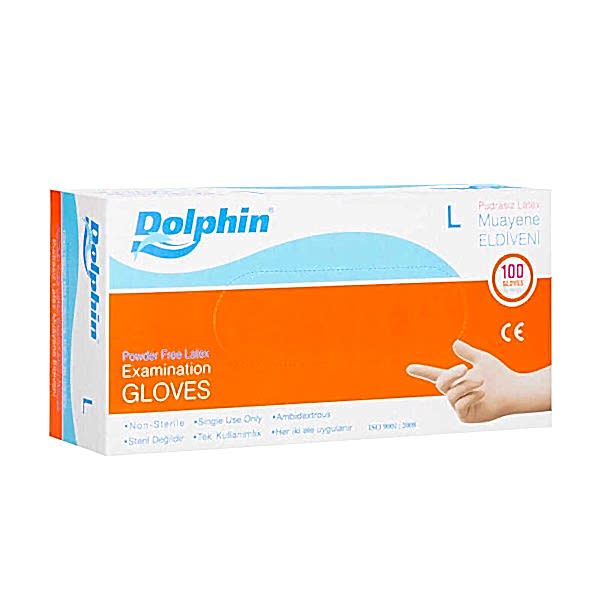 Dolphin Lateks Pudrasız Muayene Eldiveni Large 100lü
