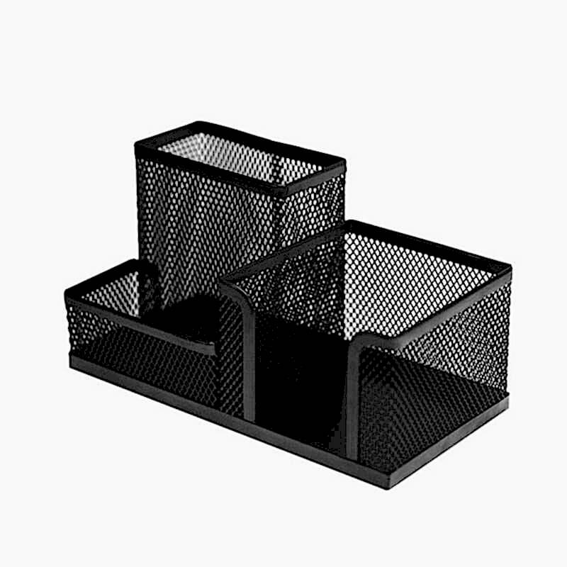 Kraf 410G Metal Perfore Organizer Kalemlik Kağıtlık ve Ataşlık 3'lü Siyah