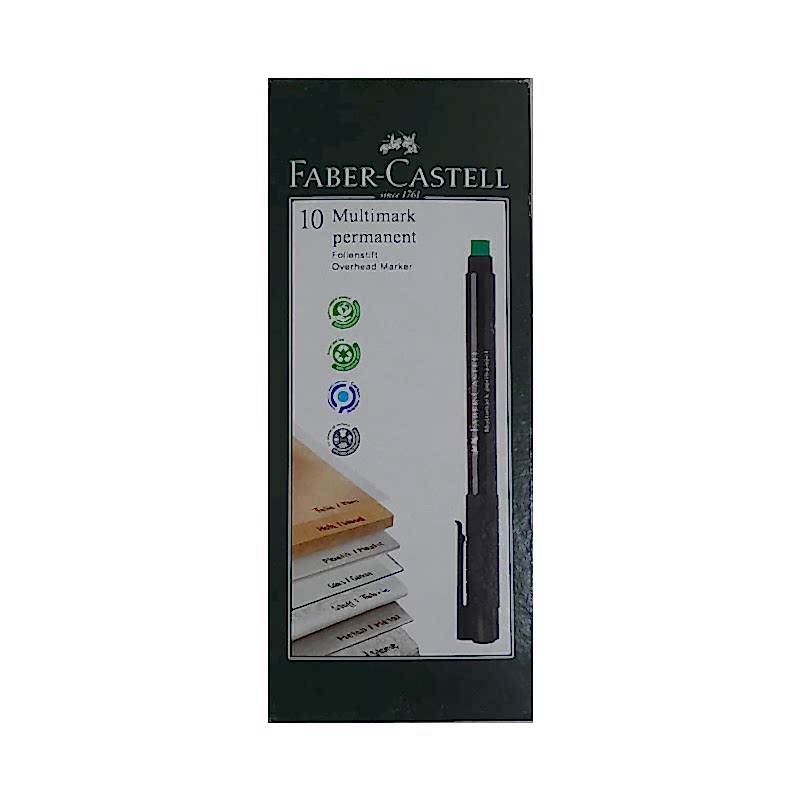 Faber Castell 1525 M Silinebilir Permanent Asetat Kalemi 1.0 mm - Siyah (10 Adet) resmi