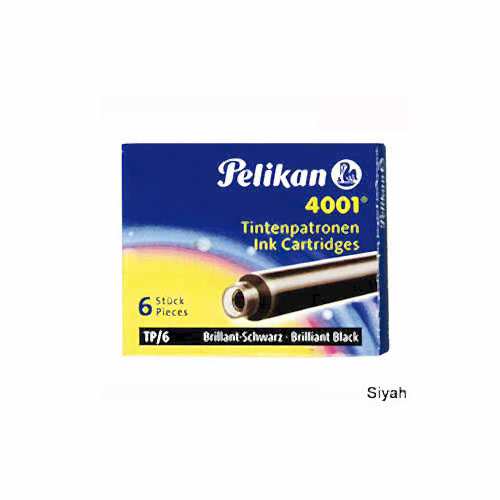 Pelikan 4001 Dolma Kalem Kartuşu Kısa 6'lı - Siyah